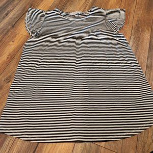 Ces Femme Black & White Stripe Flutter Sleeve Top